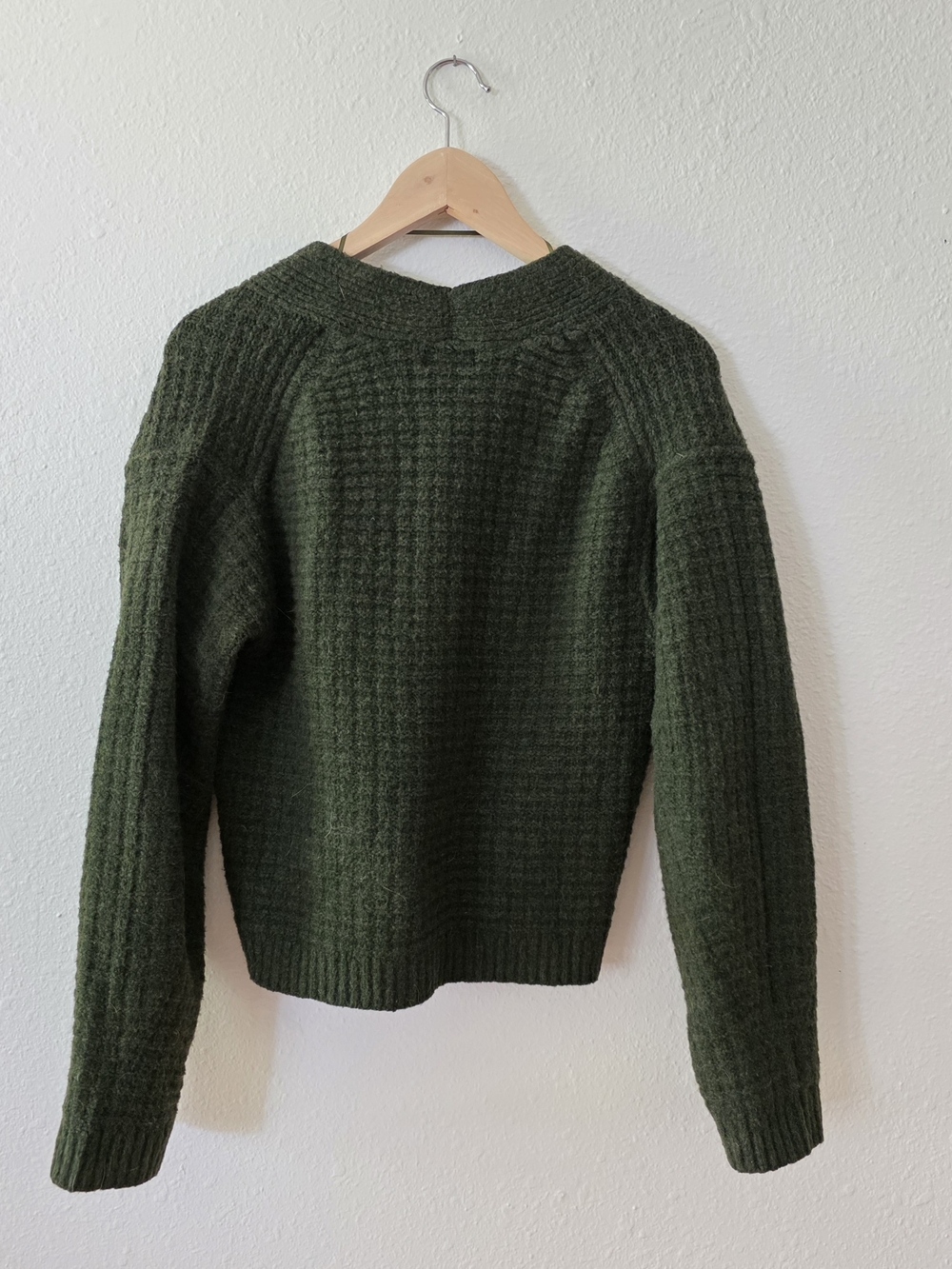 Cozy Olive Green V-Neck Button Cardigan Sweater - Picture 4 of 6